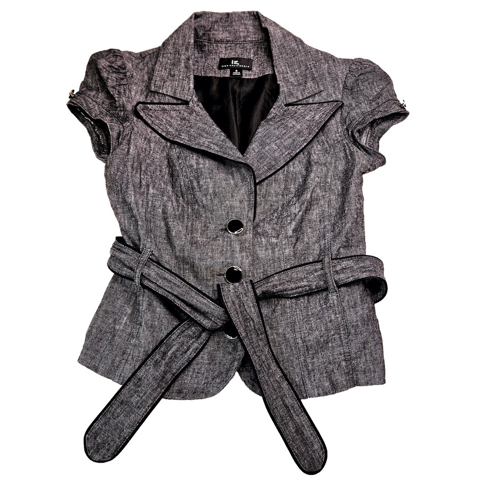 Vtg 90's Y2K Button Cap Sleeve Whimsigoth Top SMALL Linen Peplum Grunge Preppy